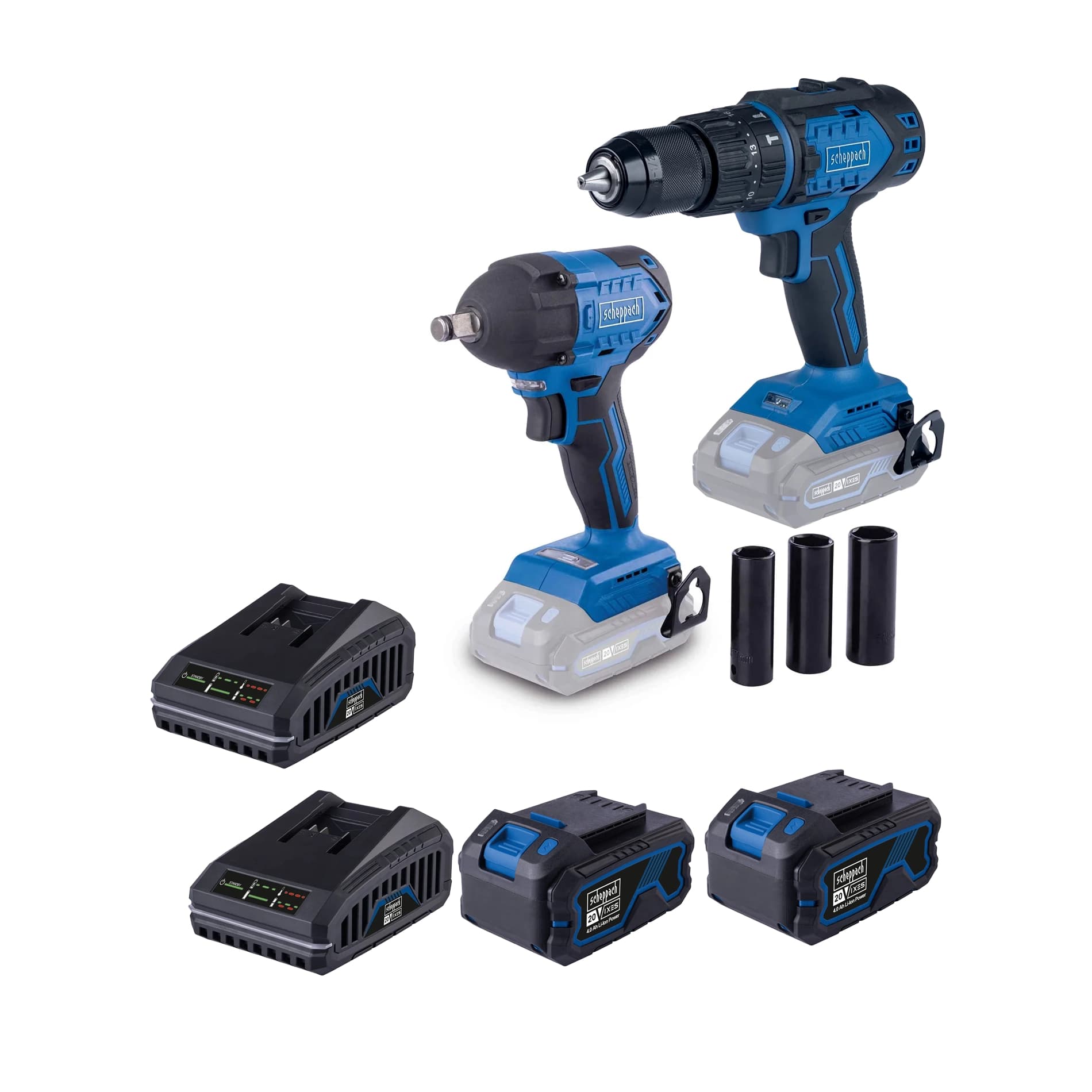 Scheppach aku set udarni odvijač i aku udarna bušilica Brushless XSS4-1
